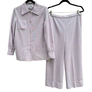 Dorce Vintage 70s Womens Lavender Two-Piece Knit Wide Leg Crop Pant Suit 14